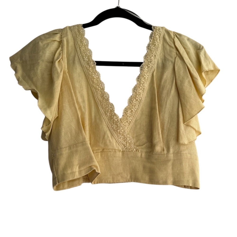 Love Tree Yellow Cropped  Blouse size L
